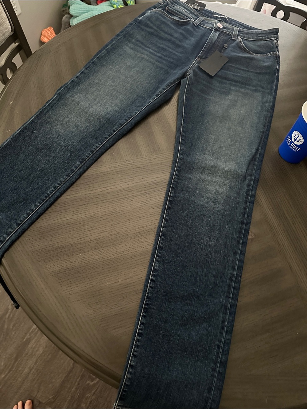 Men's Dark Blue Straight-Leg Jeans